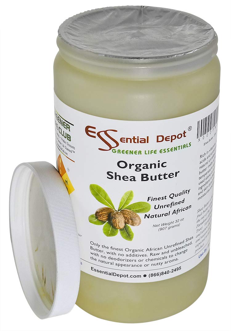 Essential Depot Shea Butter - 32 oz. - 2 lbs - Organic - Unrefined - In resealable safety sealed HDPE Jar Beauty & Personal Care Essential Depot