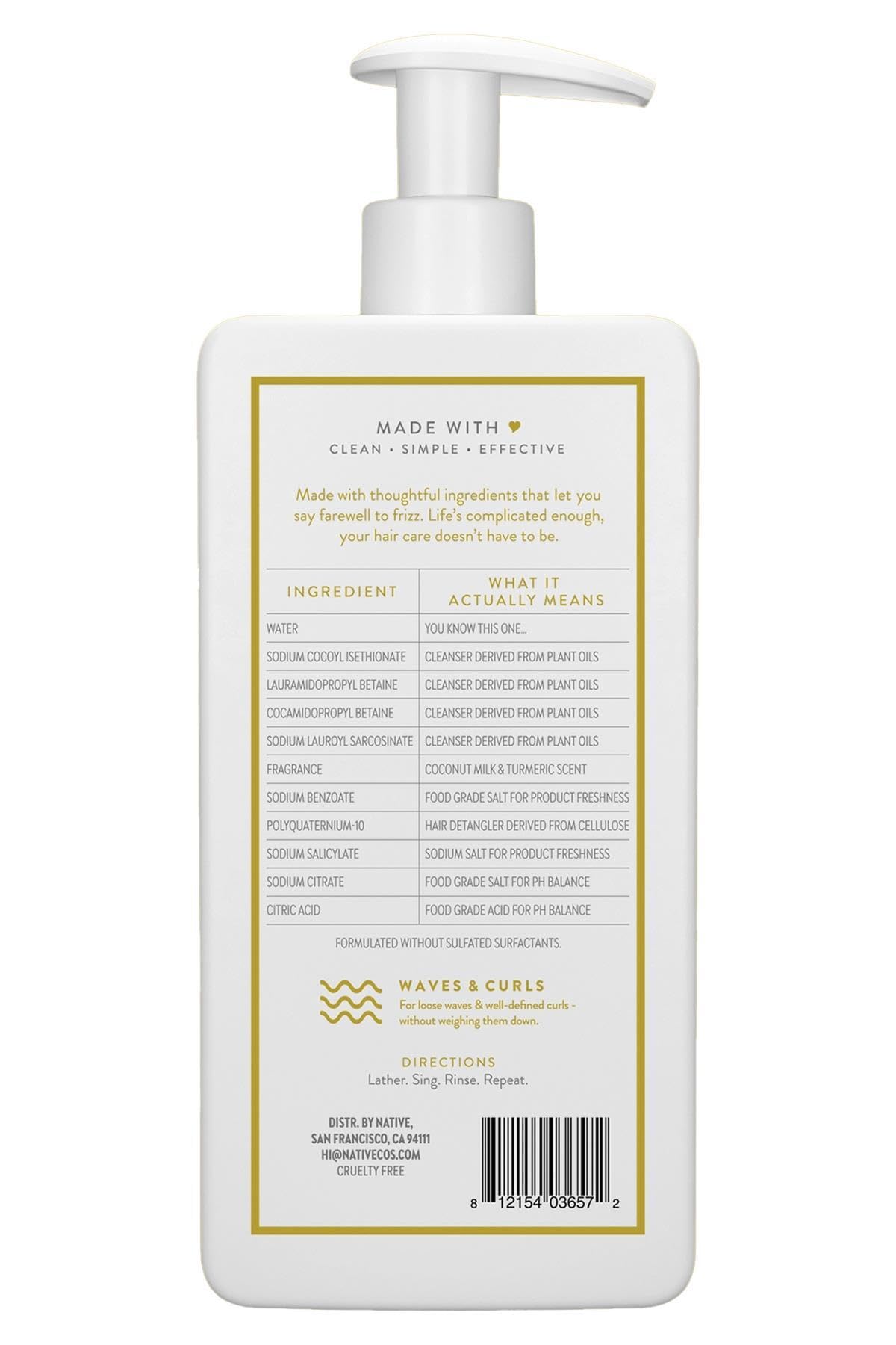 Curl Care Native Coconut Milk & Turmeric Shampoo and Conditioner (16.5 oz) (Coconut Milk & Tumeric) Beauty & Personal Care Native