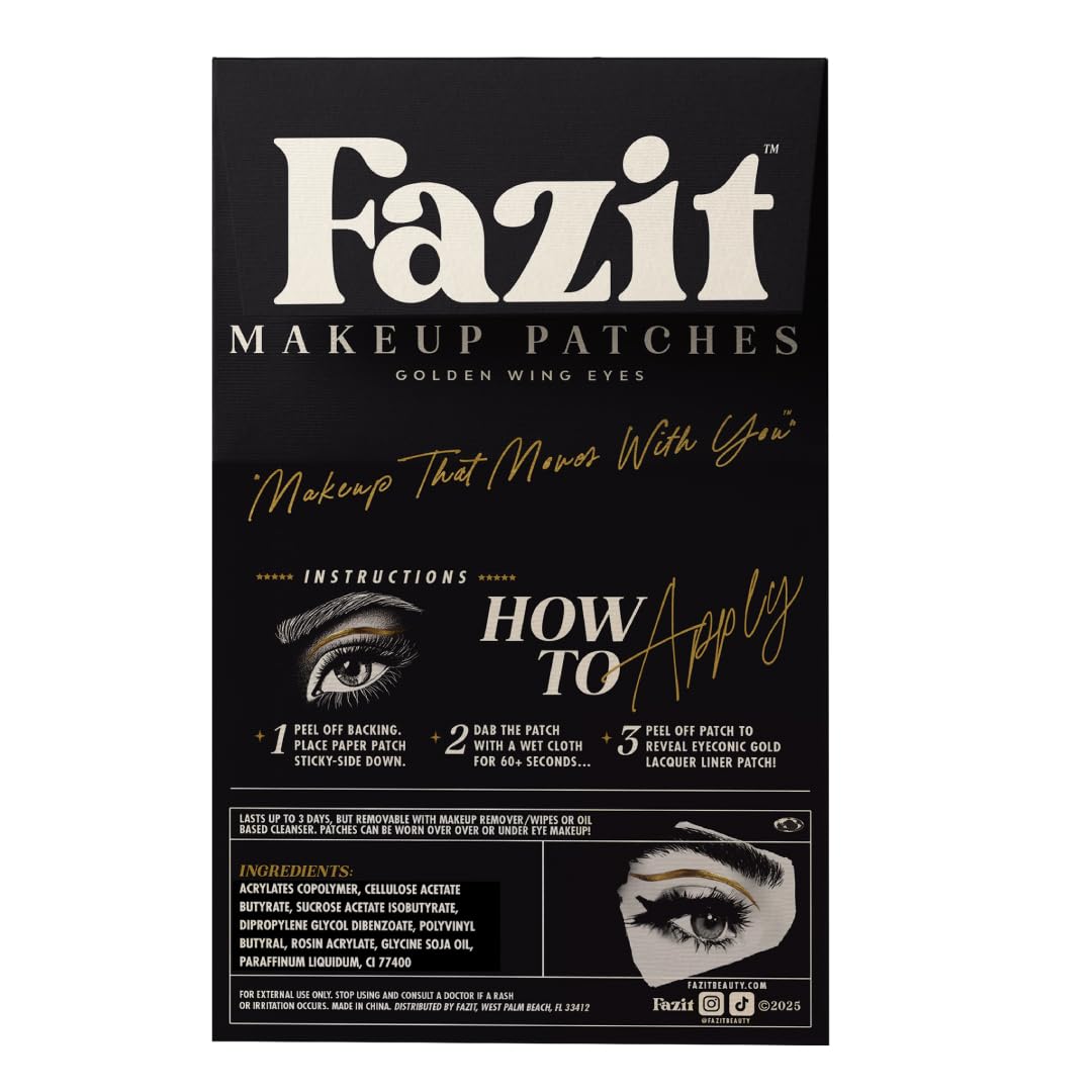 Fazit Makeup Patches - Golden Wing Eyes - Glow Up Make-Up Patches - Cute Glitter Makeup Accessories For Women - Cosmetic Glitter For Face Beauty & Personal Care Fazit