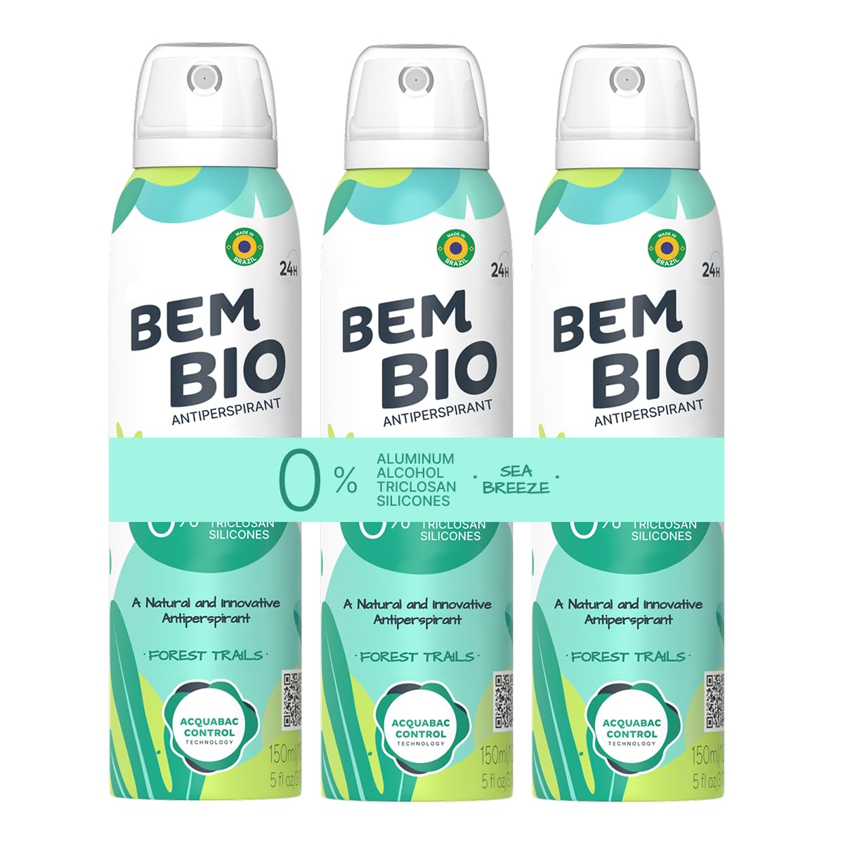 Bem Bio Forest Trails Biotranspirant Deodorant Natural, Aluminum-Free, Vegan, 24-Hour Protection, 150ml (5.07 fl oz) Beauty and Personal Care BEM BIO