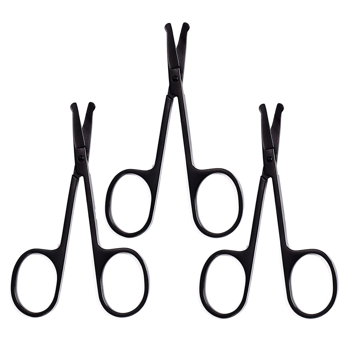 AAProTools 3 Pieces Nose Hair Scissors Rounded Tip Scissors Facial Hair Scissors Stainless Steel Blunt Tip Scissor for Eyebrows, Nose, Moustache Beauty and Personal Care AAProTools