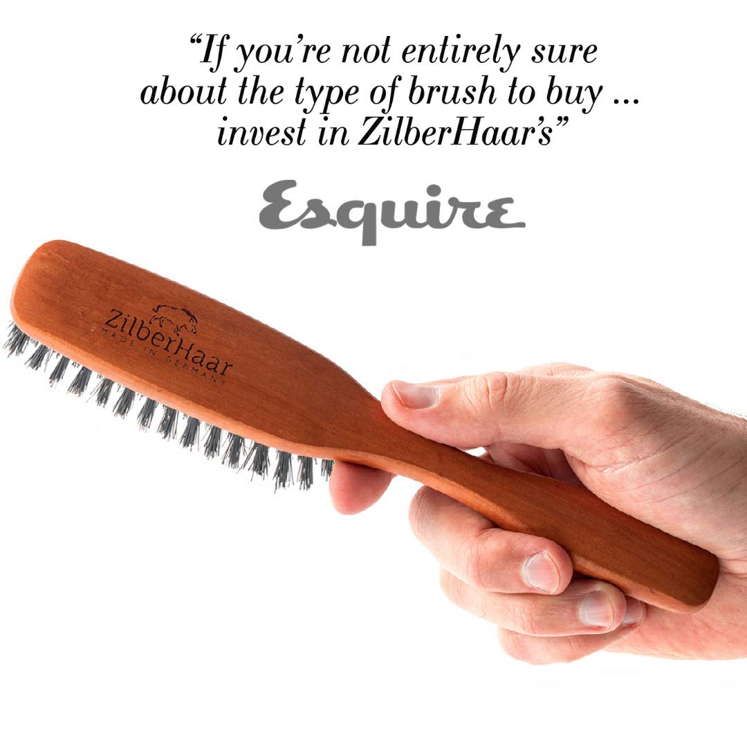 ZilberHaar Long Hair & Beard Brush - Made From Stiff First Cut Boar Bristles And Pearwood - Perfect Beard Care for Men - Works with all Beard Balms Beauty & Personal Care ZilberHaar