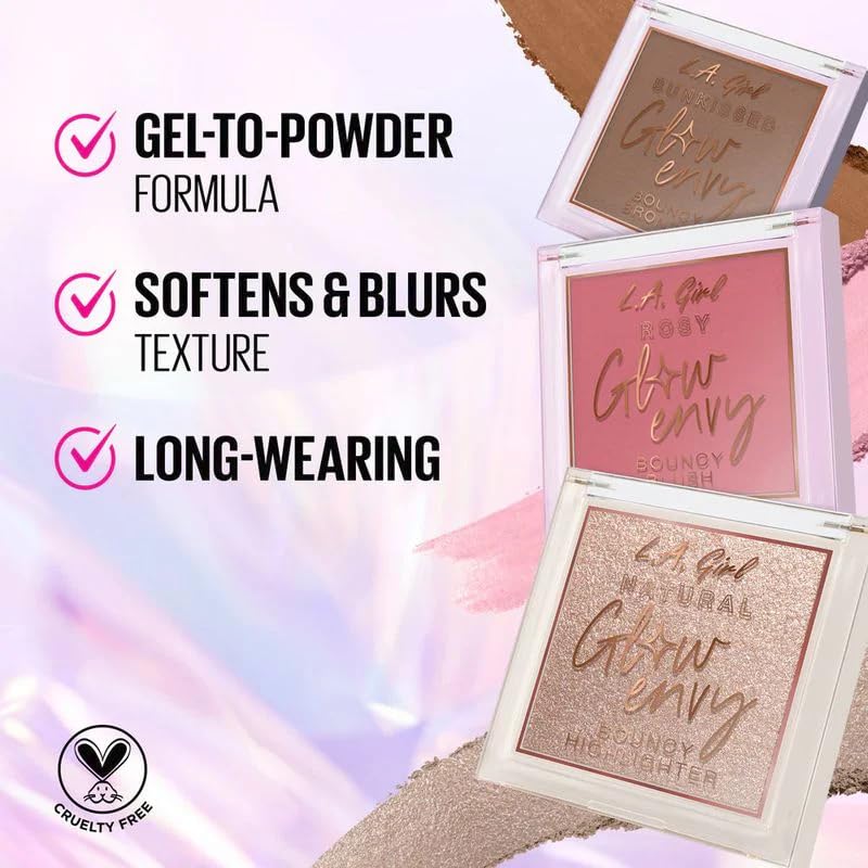 L.A. GIRL Glow Envy Bouncy Bronzer for Women, Rosy Glow Blush for Makeup with Goodness of Jojoba Oil, Squalene, & Vitamin E, Long-Wearing, Natural Beauty & Personal Care L.A. Girl