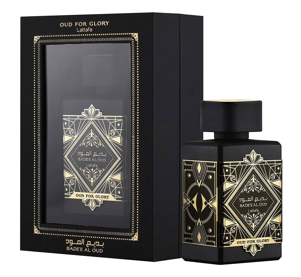 Lattafa Perfumes Bade'e Al Oud For Glory, Maahir Black & Ana Abiyedh Rouge EDP-100ml(3.4 oz) Beauty & Personal Care Lattafa