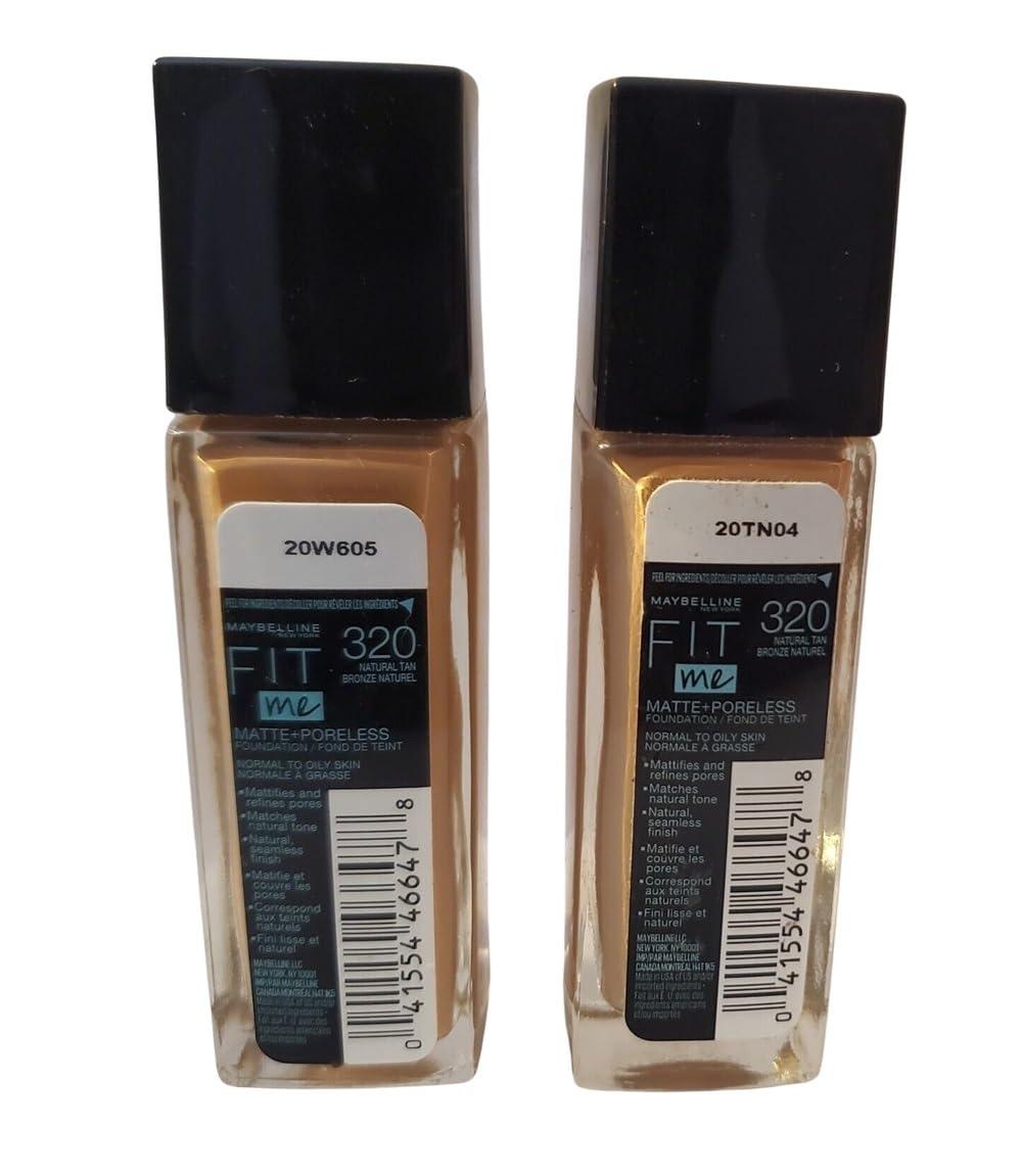 Pack of 2 Maybelline New York Fit Me Matte + Poreless Normal to Oily Foundation, Natural Tan 320