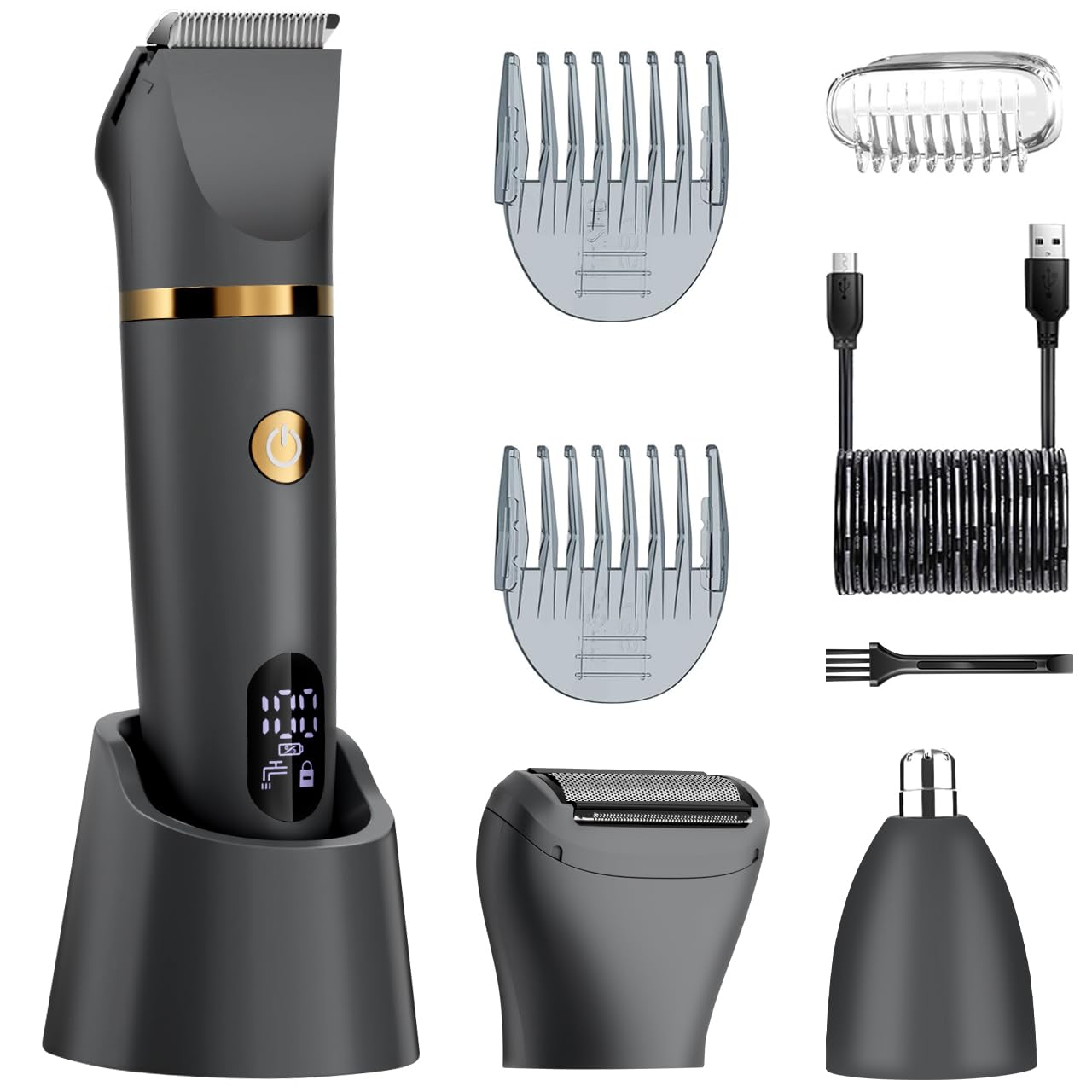 Zivelier Ball Shaver for Men, 3-in-1 Multifunction Body Hair Trimmer & Pubic Shaver with Titanium Blades (No Nicks!), IPX7 Waterproof Electric Razor Beauty and Personal Care Zivelier