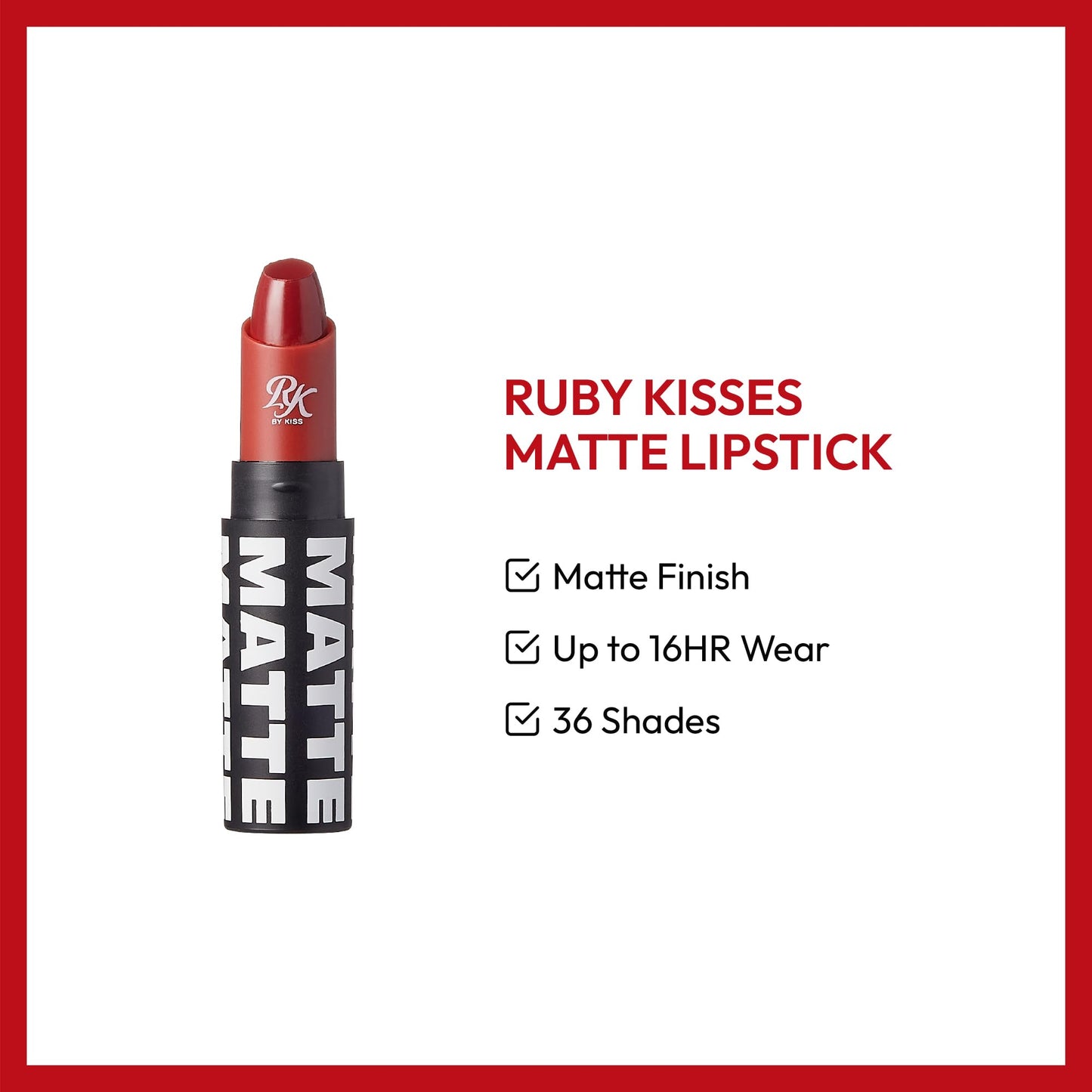 Ruby Kisses Ultra Matte Super Rich Lipstick 3.5g/0.12oz (RMLS08 VAMPIRE RED) Beauty & Personal Care Ruby Kisses