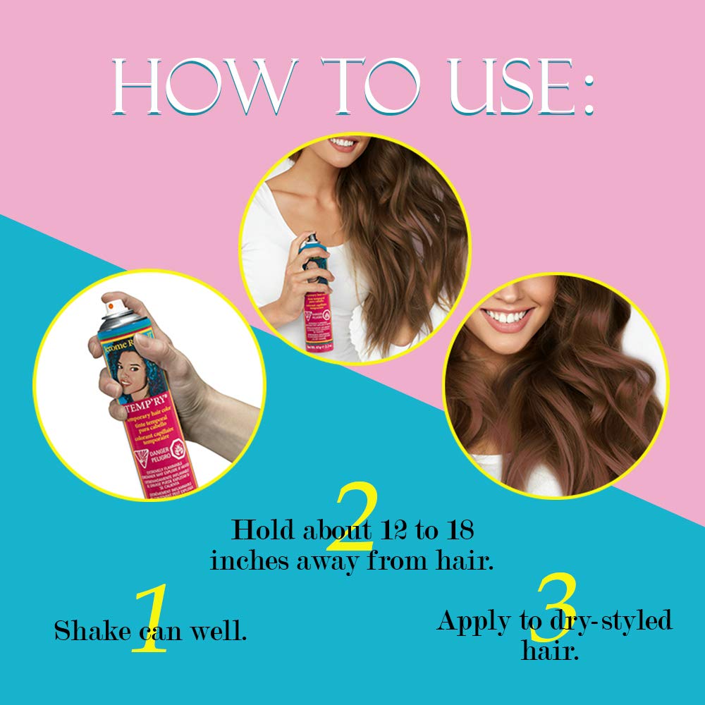 Jerome Russell Fast-Drying, Non-Sticky Hair Color Spray - Intense Brown Temporary Hair Dye for Travel, Vivid Color, 2.2 oz Beauty & Personal Care Jerome Russell