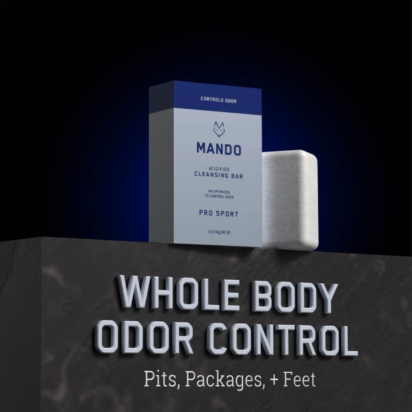 Mando Acidified Cleansing Bar - 24-Hour Odor Control - Removes Odor Better than Soap - SLS Free, Paraben Free - Safe For Sensitive Skin - Pro Sport Beauty & Personal Care Mando