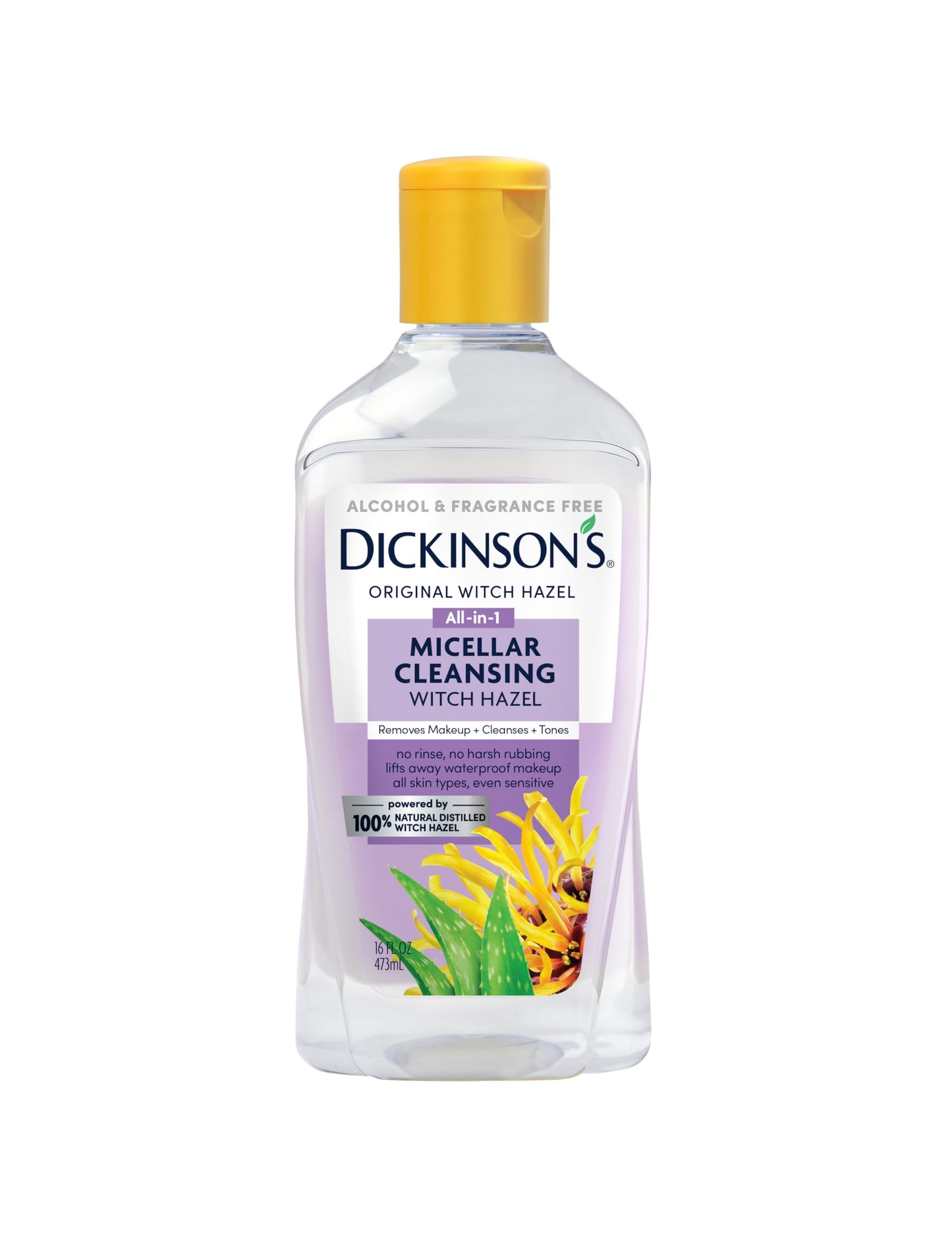 Dickinson's Micellar Cleansing Witch Hazel, An All-in-1 Makeup Remover, Pore Refiner, Skin Cleanser and Toner; Alcohol Free with Aloe, for Sensitive Beauty and Personal Care Dickinson's