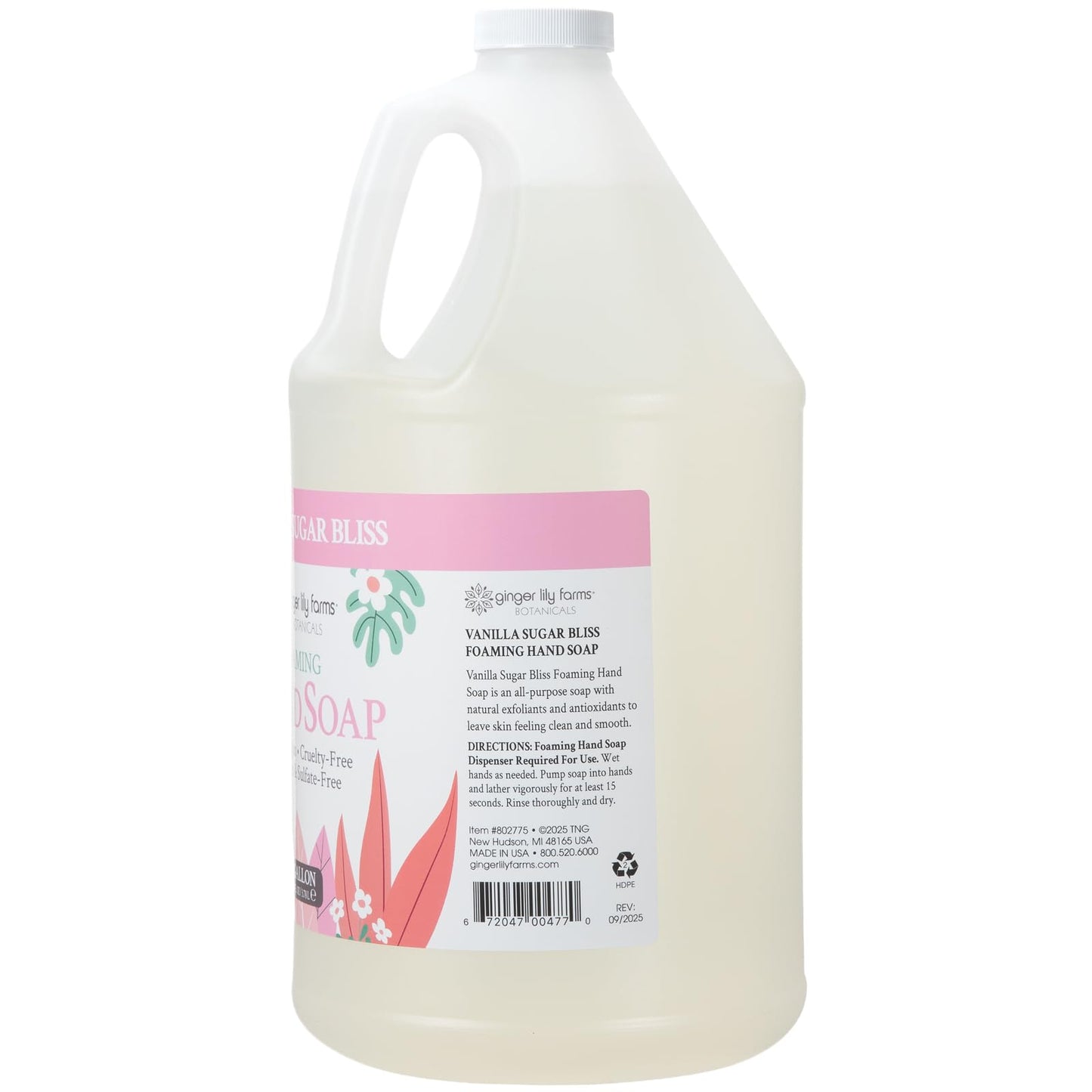 Ginger Lily Farms Botanicals All-Purpose Foaming Hand Soap Refill, 100% Vegan & Cruelty-Free, Vanilla Sugar Bliss Scent, 1 Gallon (128 fl oz) Beauty & Personal Care Ginger Lily Farms