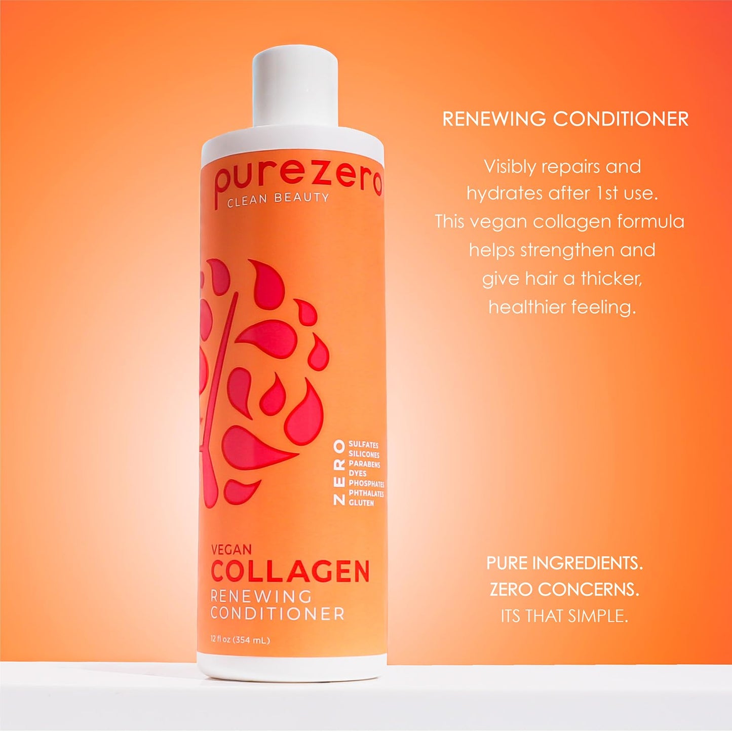 Purezero Collagen Silicone Free Shampoo & Conditioner Set - Strengthening & Hydrating - Duo for Dry or Damaged Hair - Plant-Based Collagen Beauty & Personal Care Purezero