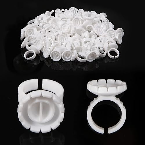 Burboeiy 100PCS Lash Rings for Eyelash Extensions - Smart Glue Cups with Eyelash Glue Holder Beauty & Personal Care Burboeiy