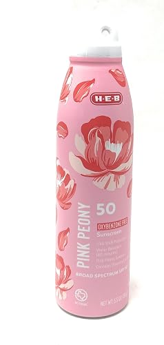 H-E-B Pink Peony Flower Scented Sunscreen Spray - SPF 50-5.5oz bottle Beauty & Personal Care H-E-B