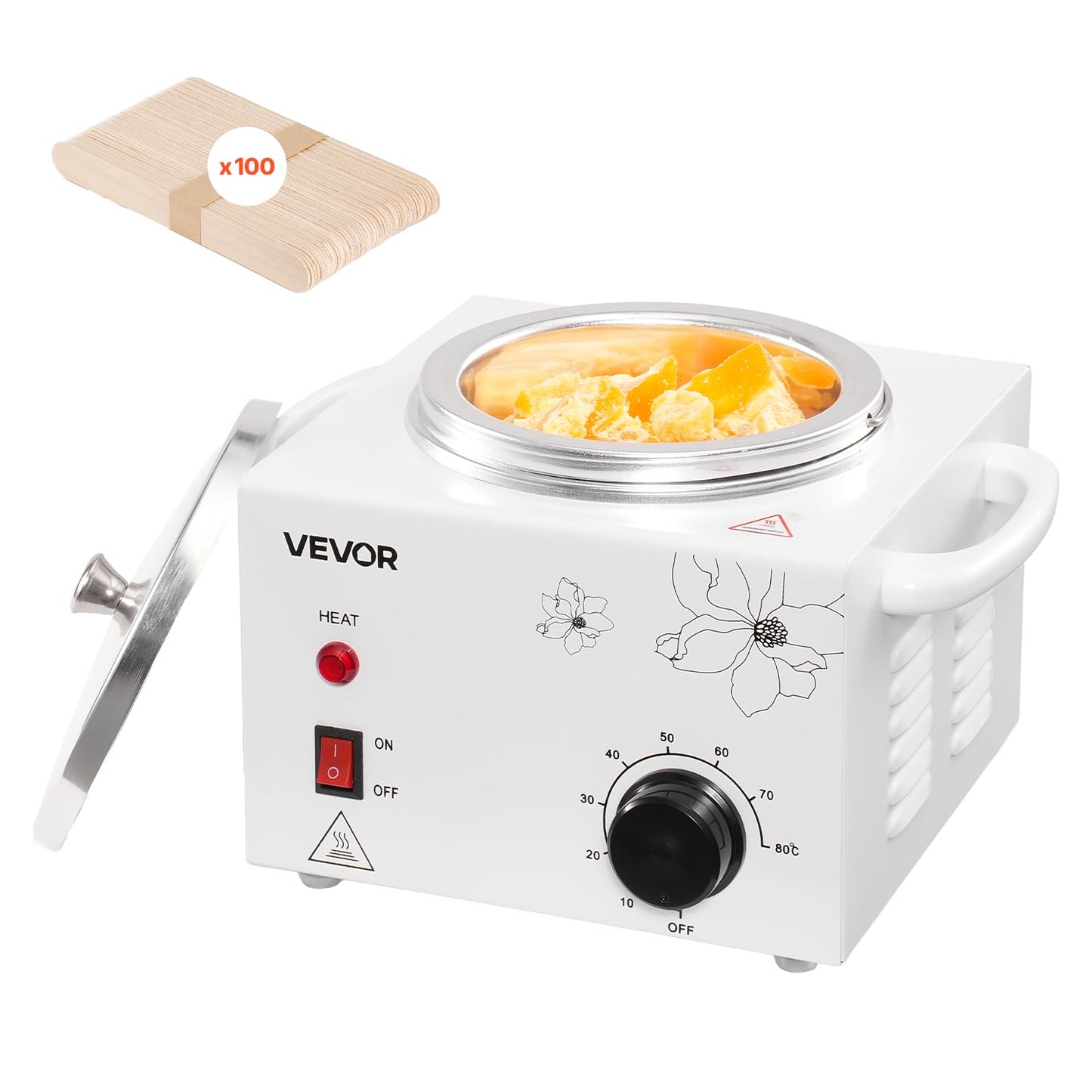 VEVOR Single Wax Warmer, 600ML Professional Wax Warmer for Hair Removal, 32 ? to 176? Adjustable Electric Waxing Heater Pot with 100PCS Waxing Sticks Beauty and Personal Care VEVOR