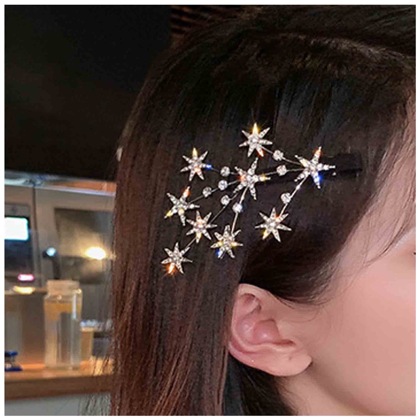 Yheakne Crystal Rhinestone Bling Hair Accessories: Decorative Star Barrette, Hair Pin, and Headpiece for Women and Girls (Silver) Beauty & Personal Care Yheakne