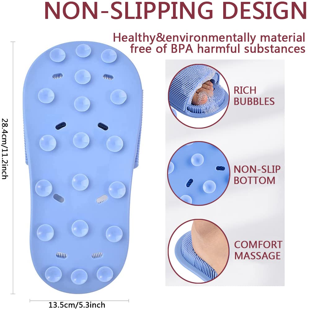 Ygapuzi Shower Foot Scrubber - Soft Silicone Cleaner With Non-Slip Suction Cups, Exfoliating Dead Skin Massager Slipper to Improve Circulation Beauty and Personal Care Ygapuzi