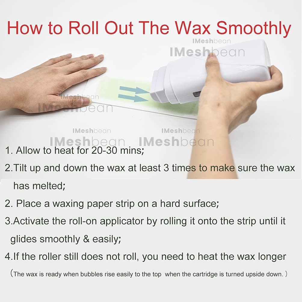 iMeshbean® Depilatory Roll on Wax Heater Roller Warmer Cartridge Strips Hair Removal Kit USA (Aloe & Honey Wax & 100 Paper) Beauty and Personal Care iMeshbean