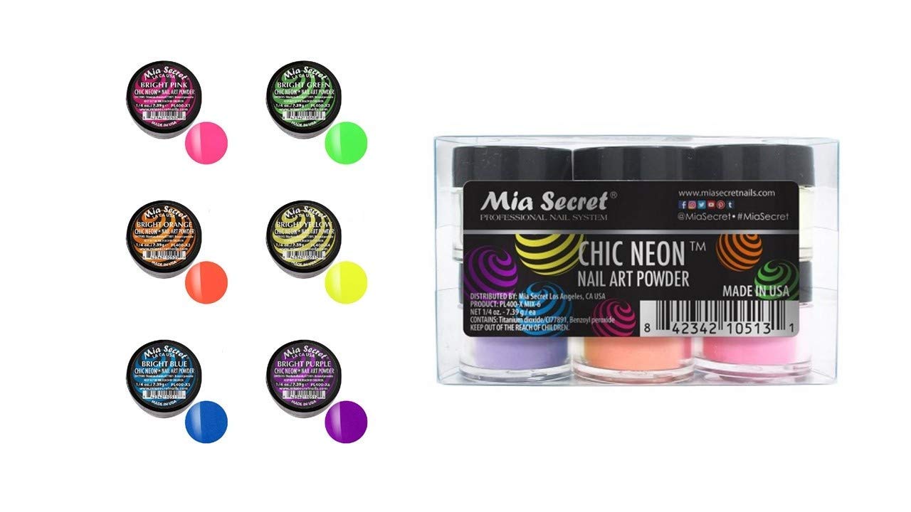 Mia Secret Acrylic Powder - Chic NEON 6 pcs Acrylic New Collection! Beauty & Personal Care Mia Secret