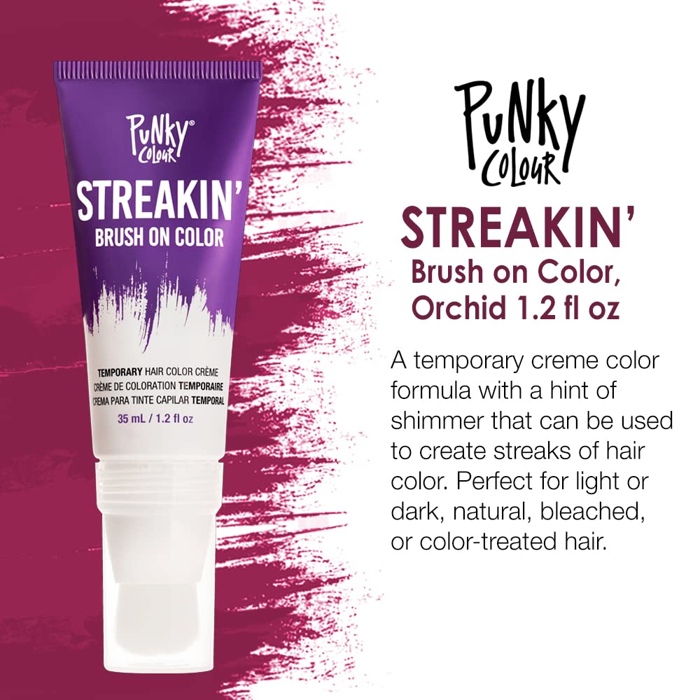 Punky Colour Streakin' Brush on Color Orchid, Temporary Hair Color Creme, Instant, DIY Hairstyle, Vibrant, Soft Hold, Men Women Kids, Easy-Squeeze Beauty & Personal Care Punky