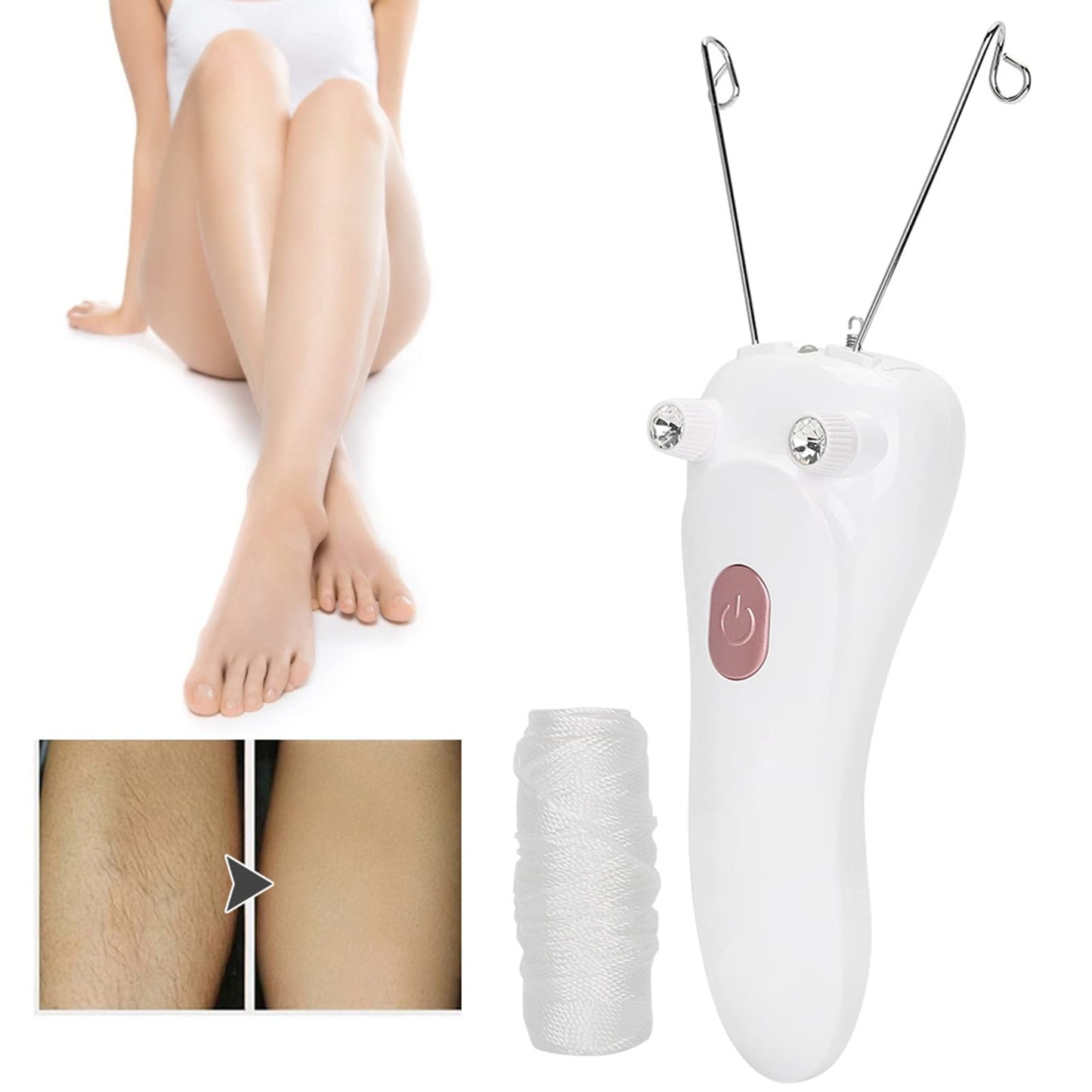 Threading Hair Removal, Hair Removal Device, Electric Threading Epilator USB Hair Remover for & Body Hair Removal with Cotton Thread Roll (Pinks) Beauty and Personal Care Betued