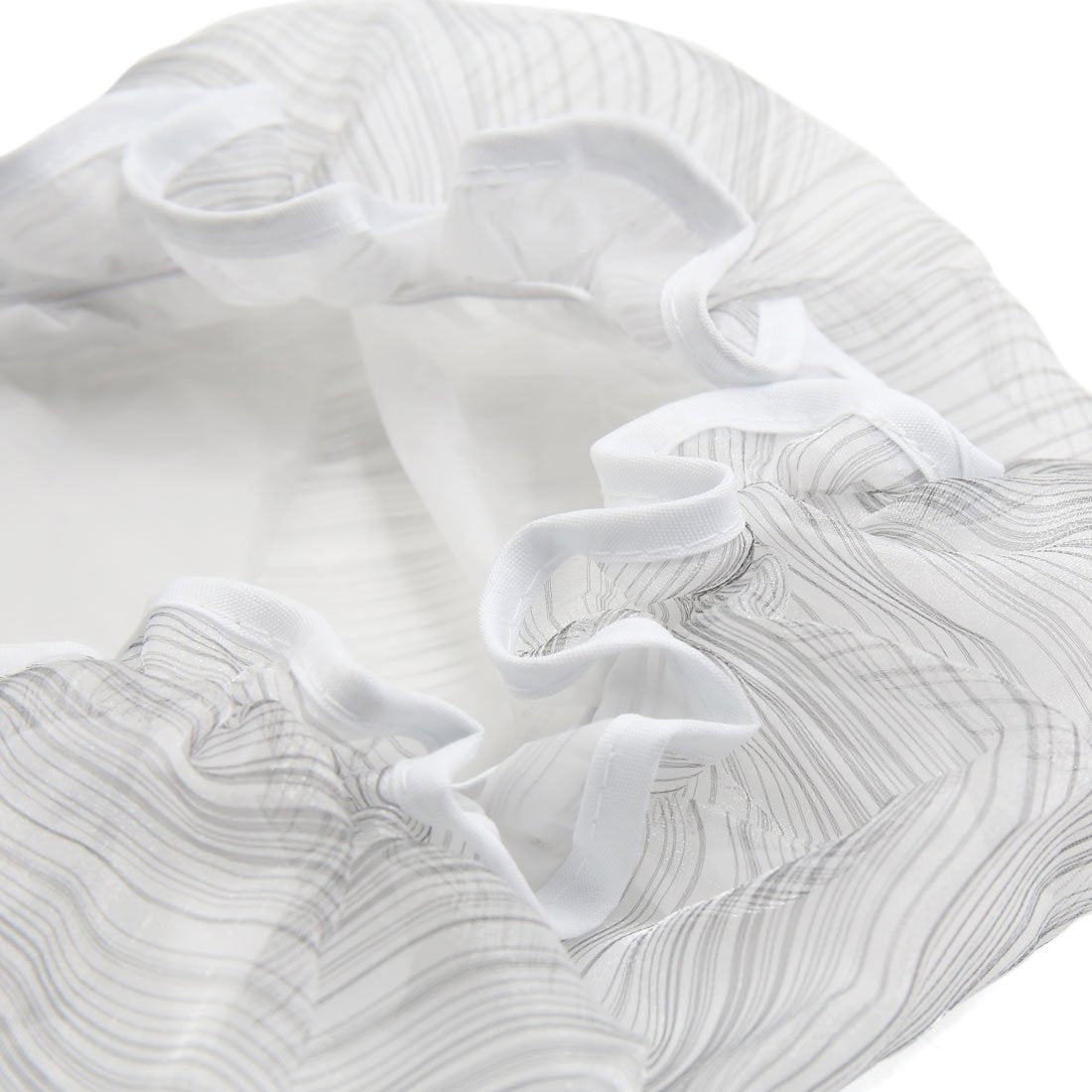 Ruilogod White Stripe PEVA Lining Dual Layers Waterproof Shower Bath Salon Hair Cap Hat (id: 172 738 c94 ea7 ec0 Beauty and Personal Care Ruilogod
