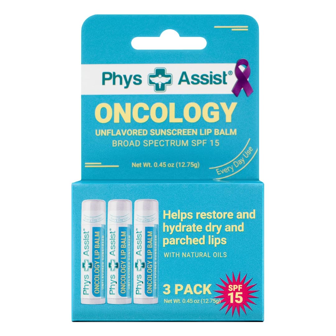 PhysAssist Oncology SPF 15 USDA Organic Lip Balm Unflavored 3 Pack - Hydrating & Protective Lip Care for Dry, Delicate & Sensitive Lips Beauty and Personal Care PhysAssist