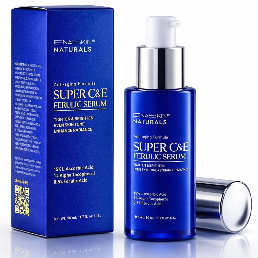 Vitamin C Face Serum for Anti Aging: Enaskin Naturals Super C Serum with Ferulic Acid for Women Mature Skin, Premium Formula Vit C Facial Serum Beauty & Personal Care Enaskin Naturals