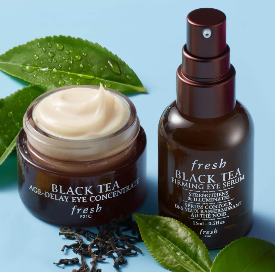 Fresh Black Tea Age-Delay Eye Concentrate Cream and Firming Tea Elixir Serum .5oz / 15mL Beauty & Personal Care Fresh