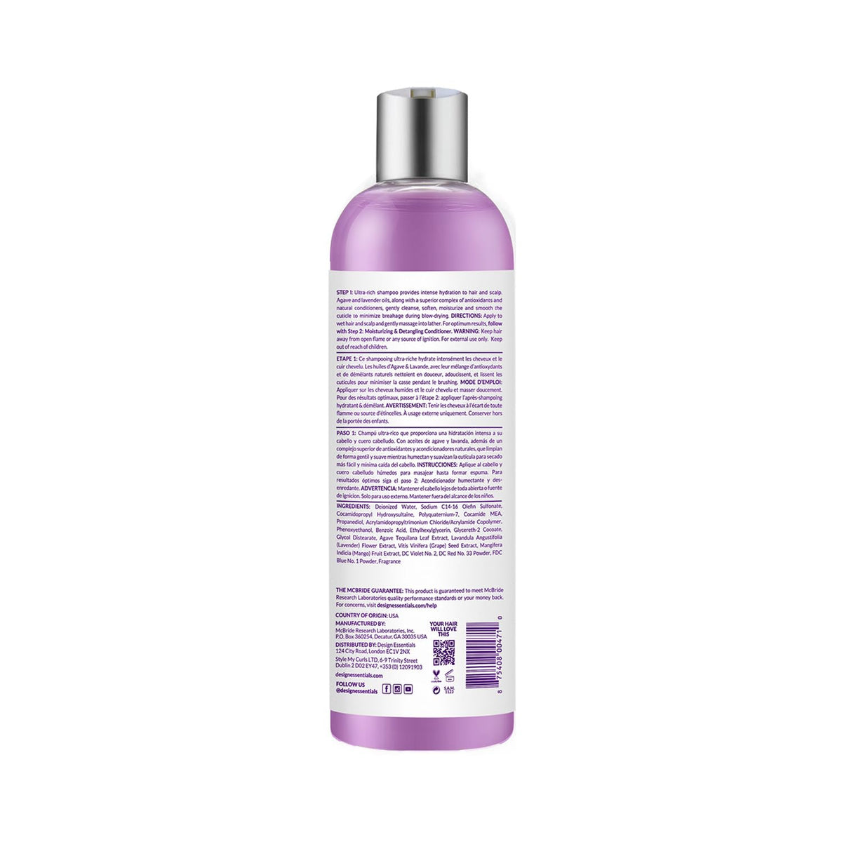 Design Essentials Agave & Lavender Sulfate-Free Moisturizing Shampoo, Nourishing Botanical Blend with Agave and Lavender to Soften & Strengthen Hair Beauty & Personal Care Design Essentials