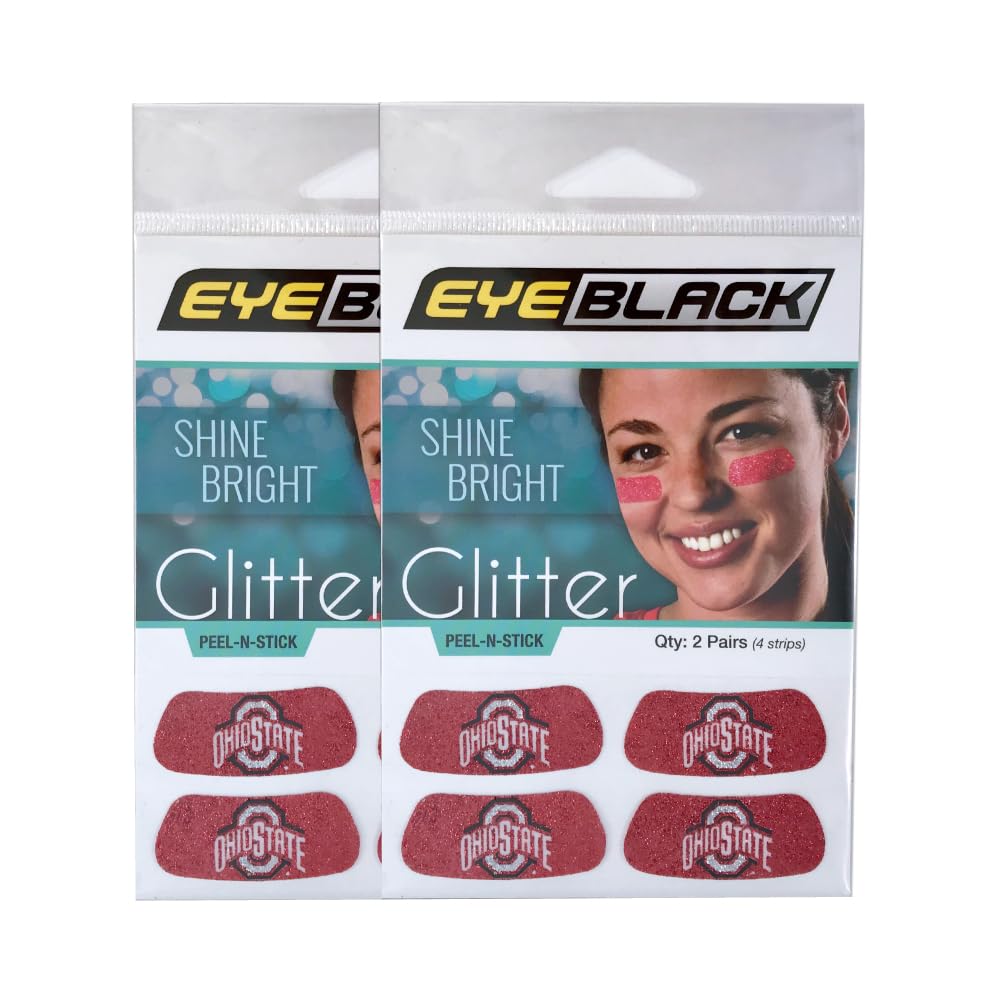 Ohio State Buckeyes NCAA Glitter Eye Black Strips, Perfect for Game Day and Tailgate (2 Pairs) Beauty & Personal Care EyeBlack