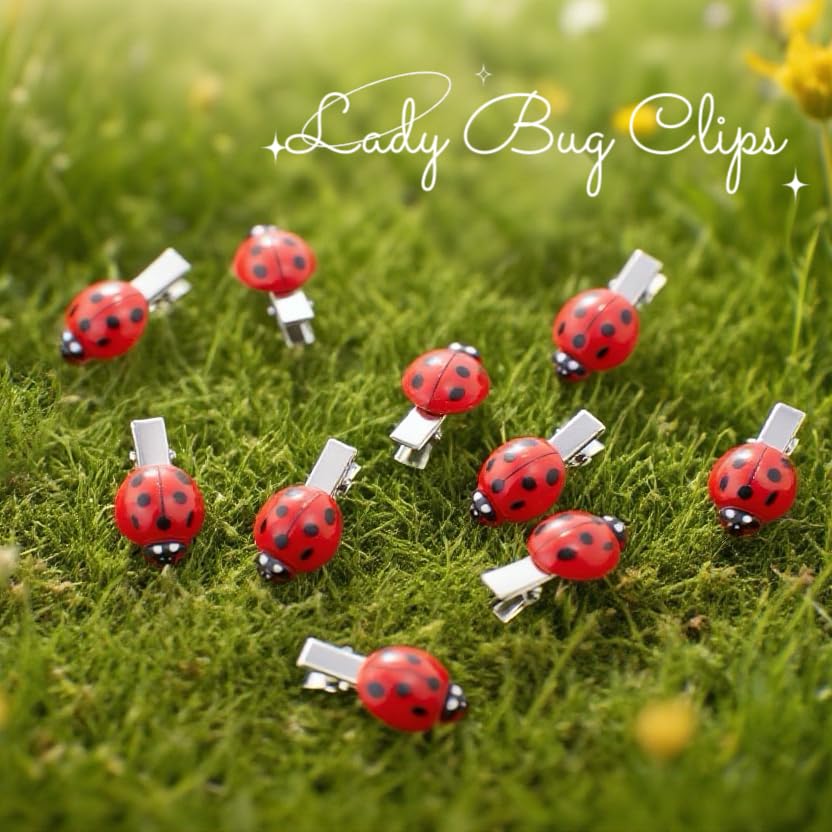 10 Pcs Fun Ladybug Hair Clips Funky Insect Bug Hair Clips for Teen Girls Women Cute Decorative Whimsical Accessories for Back to School Halloween Beauty and Personal Care Fosrisix