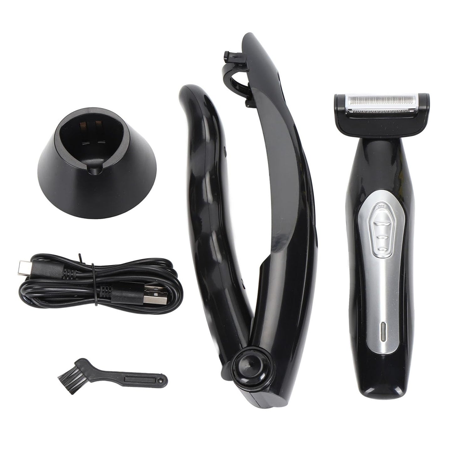 Qudinip Men Back Trimmer, Body Hair Groomer for Men with Removable Curved Handle Wet Dry Use Extreme Reach for Back Chest Face Beauty and Personal Care Qudinip