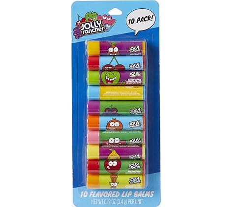 Taste Beauty 10 Pack Jolly Rancher Flavored Lip Balms, Moisturizing, Dry Skin, Pineapple, Cherry, Green Apple Beauty & Personal Care Taste Beauty