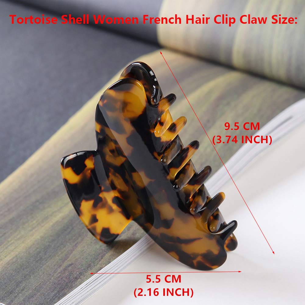 Cellulose Acetate Large Hair Claw Clips 3.8" Leopard Big Tortoise Hair Clips For Women Thick Hair Accessories French Design Hair Jaw Clips Clamp… Beauty and Personal Care Fsmiling