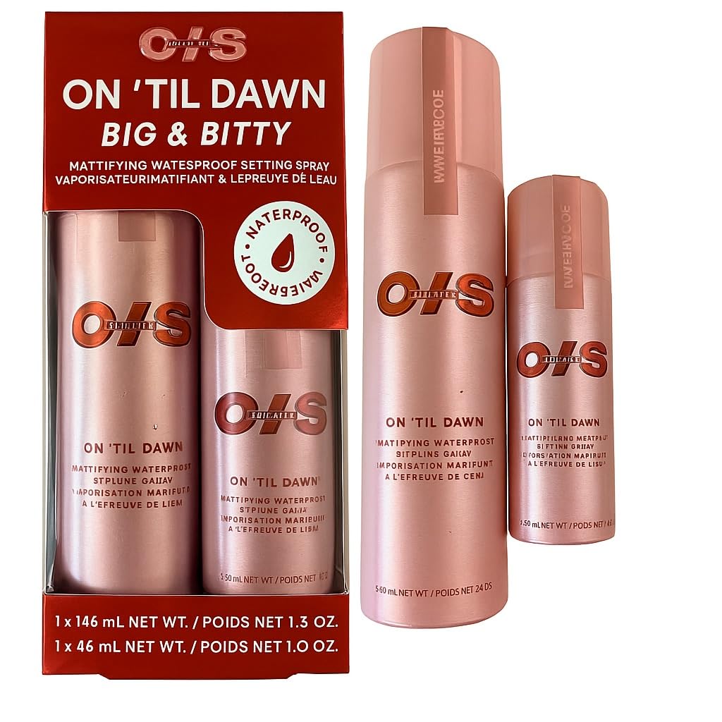 On ’Til Dawn Big & Bitty Mattifying Waterproof Setting Spray Duo - Includes Full Size (3.4 fl. oz / 146 mL) and Travel Size (1.0 fl. oz / 46 mL)