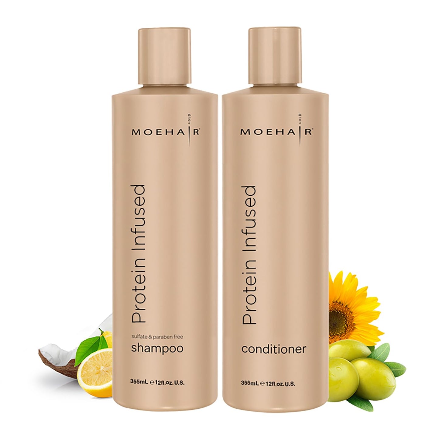 MOEHAIR Protein Infused Shampoo and Conditioner Set for Dry & Damaged Hair | Strengthens Hair Fiber | Sulfate & Paraben Free | Adds Shine, Softens Beauty & Personal Care MOEHAIR
