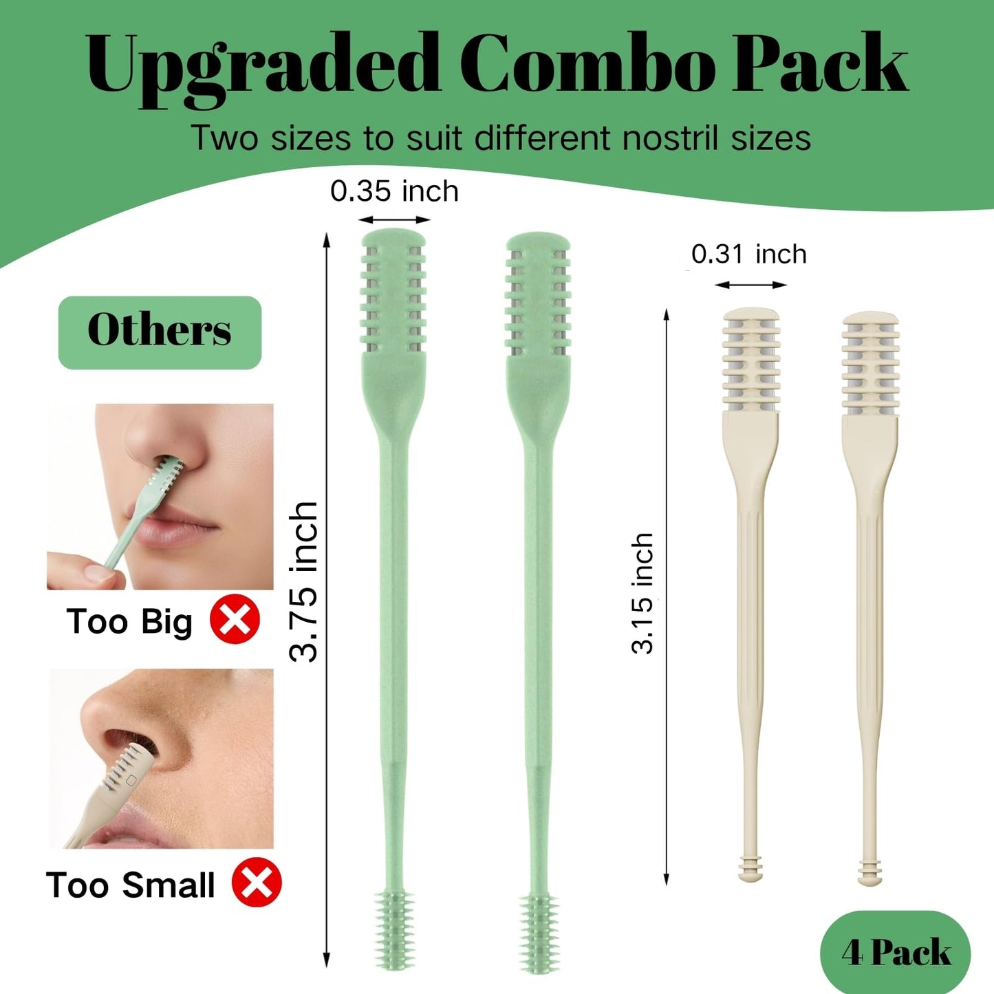 FSTGIA 4Pcs 2-in-1 Nose Hair Trimmer Nasal Hair Cutter 2025 Upgraded Double Sided + 2 Sizes Portable 360° Rotating Manual Nose Hair Remover Easy Beauty and Personal Care FSTGIA
