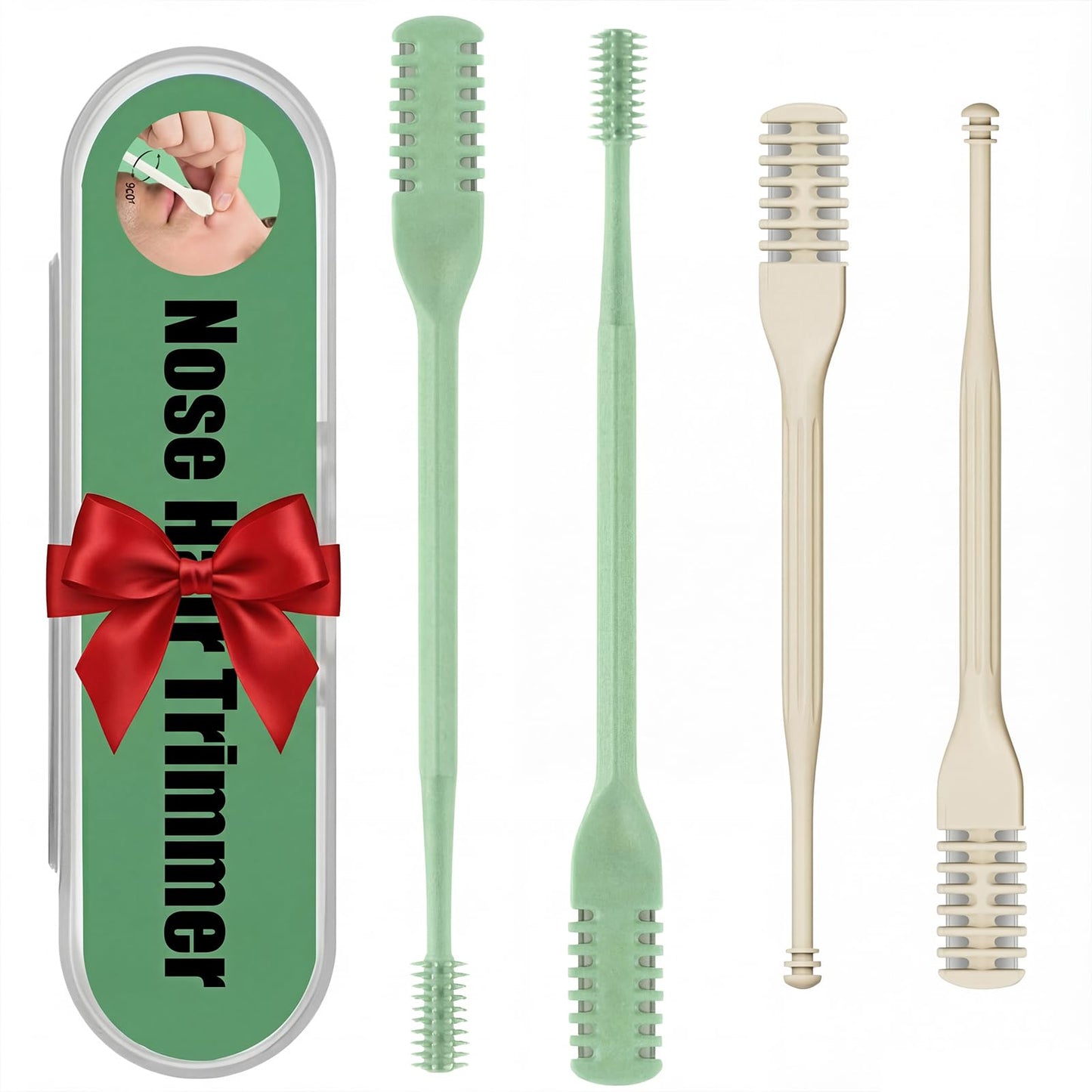 FSTGIA 4Pcs 2-in-1 Nose Hair Trimmer Nasal Hair Cutter 2025 Upgraded Double Sided + 2 Sizes Portable 360° Rotating Manual Nose Hair Remover Easy Beauty and Personal Care FSTGIA