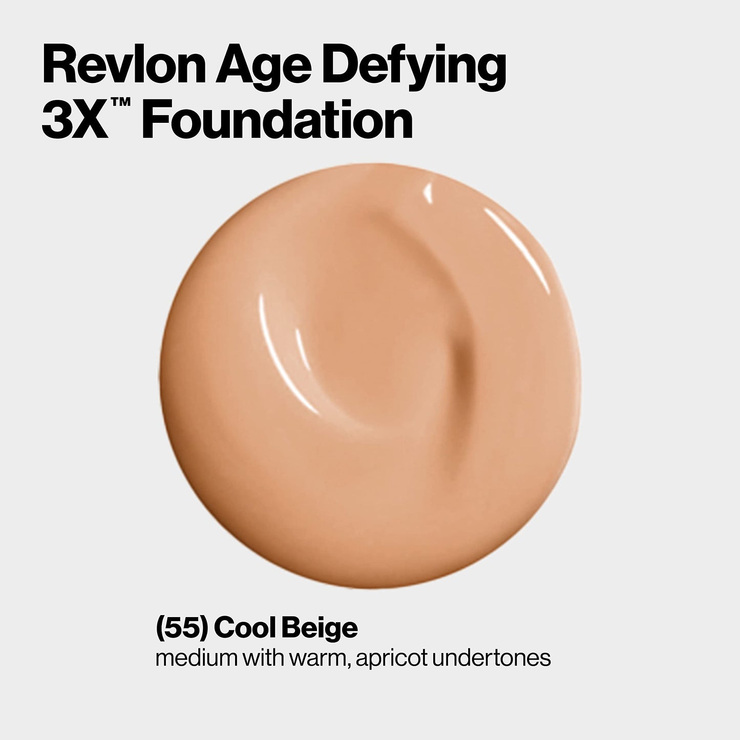 Revlon Age Defying 3X Makeup Foundation, Firming, Lifting and Anti-Aging Medium, Buildable Coverage with Natural Finish SPF 20, 055 Cool Beige, 1 fl Beauty & Personal Care REVLON