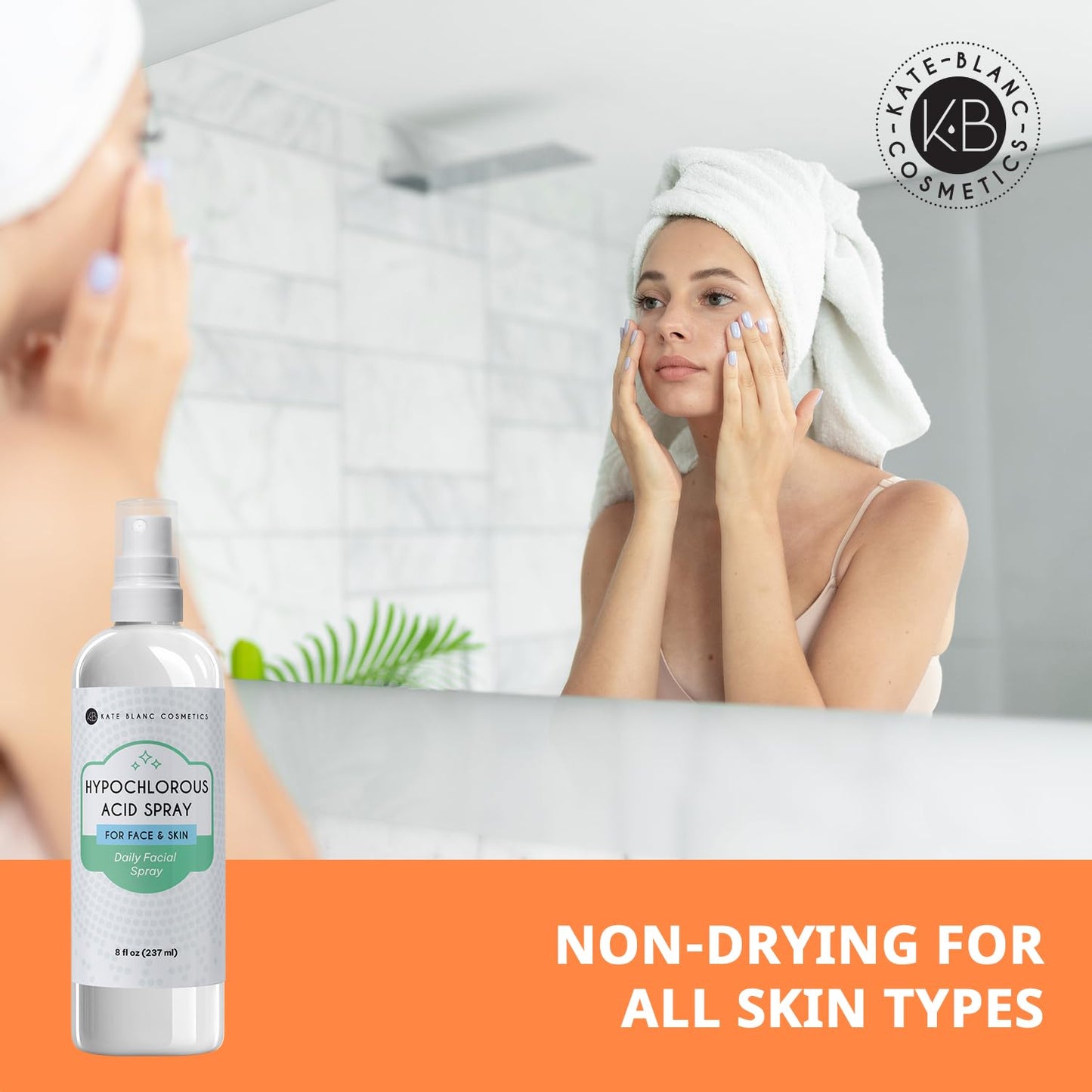Kate Blanc Cosmetics Hypochlorous Acid Spray for Face and Skin. Gentle Facial Cleanser for Acne-Prone & Sensitive Skin with .02% HOCl (8oz) Beauty and Personal Care Kate Blanc Cosmetics