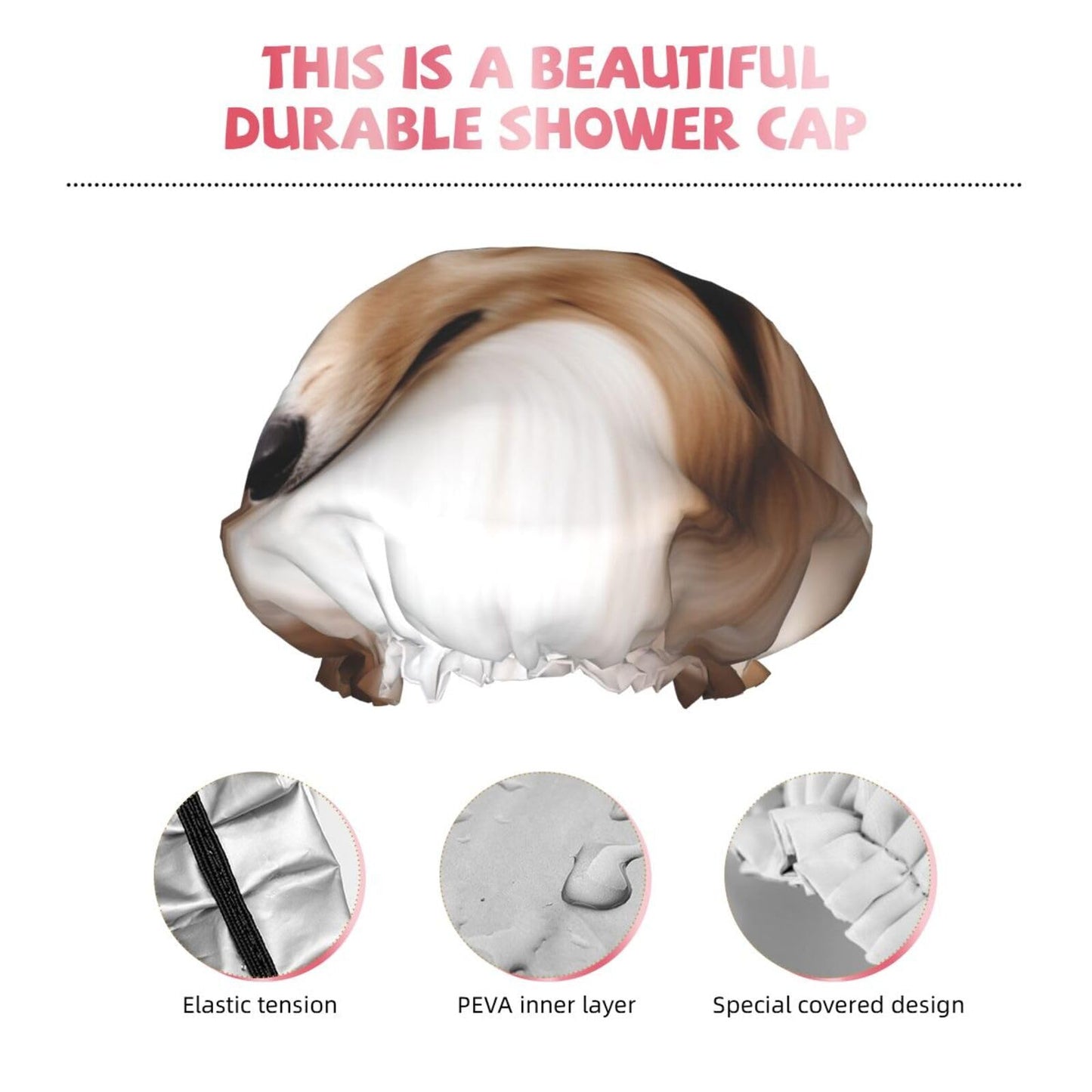 Shelties Dog Shower Cap for Women Men Large Reusable Shower Bonnet Double-Layer Waterproof Bath Caps Elastic Band Hair Hat for All Hairstyles Beauty and Personal Care BWLHJKE
