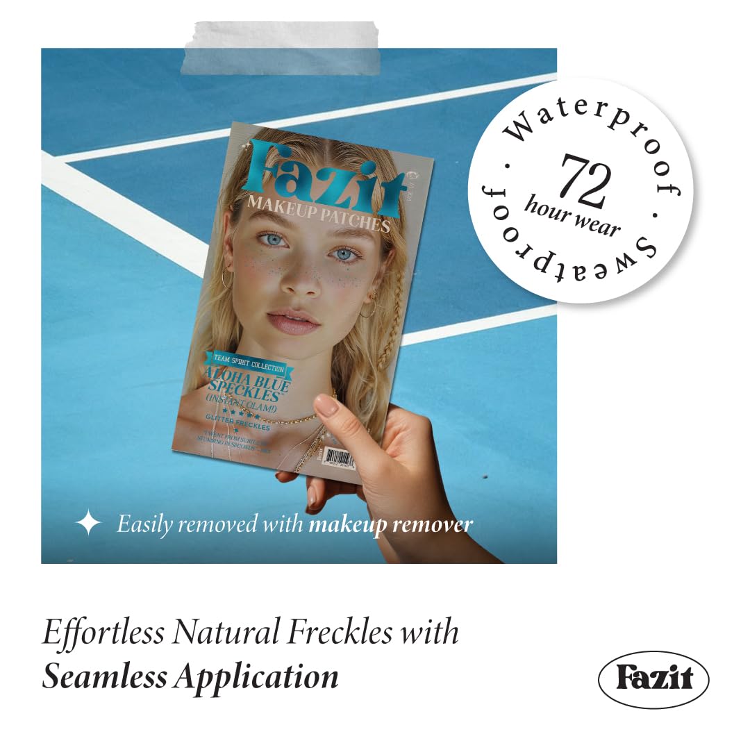 Fazit Aloha Blue Speckles - Glitter Freckle Makeup Patches - Shimmering Faux Freckles & Body Glitter - Waterproof, Long-Lasting Instant Glamour Beauty & Personal Care Fazit