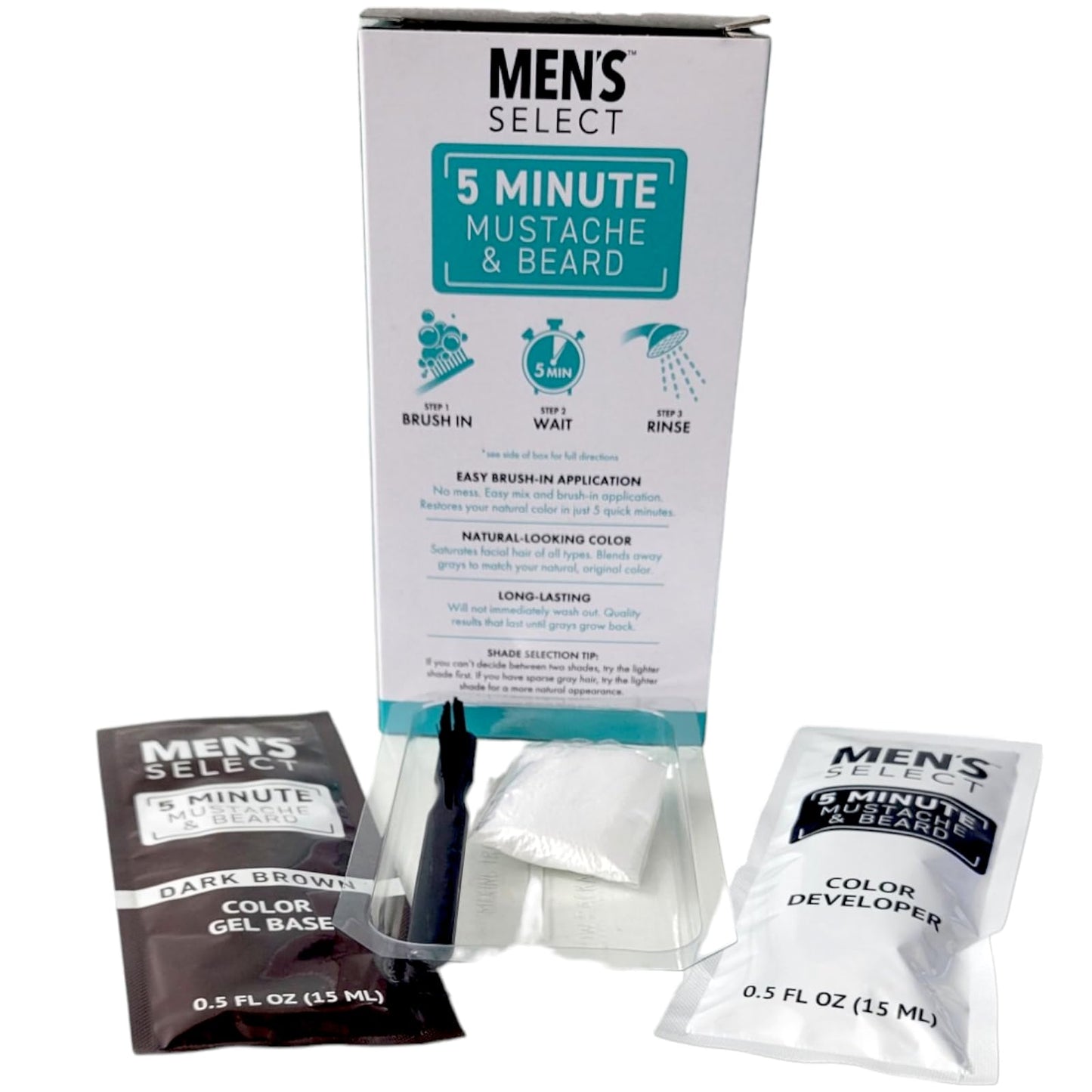 Lot of 3 Brush-In Facial Hair Color Gel Kits for Men Brown Color Beauty & Personal Care Formen