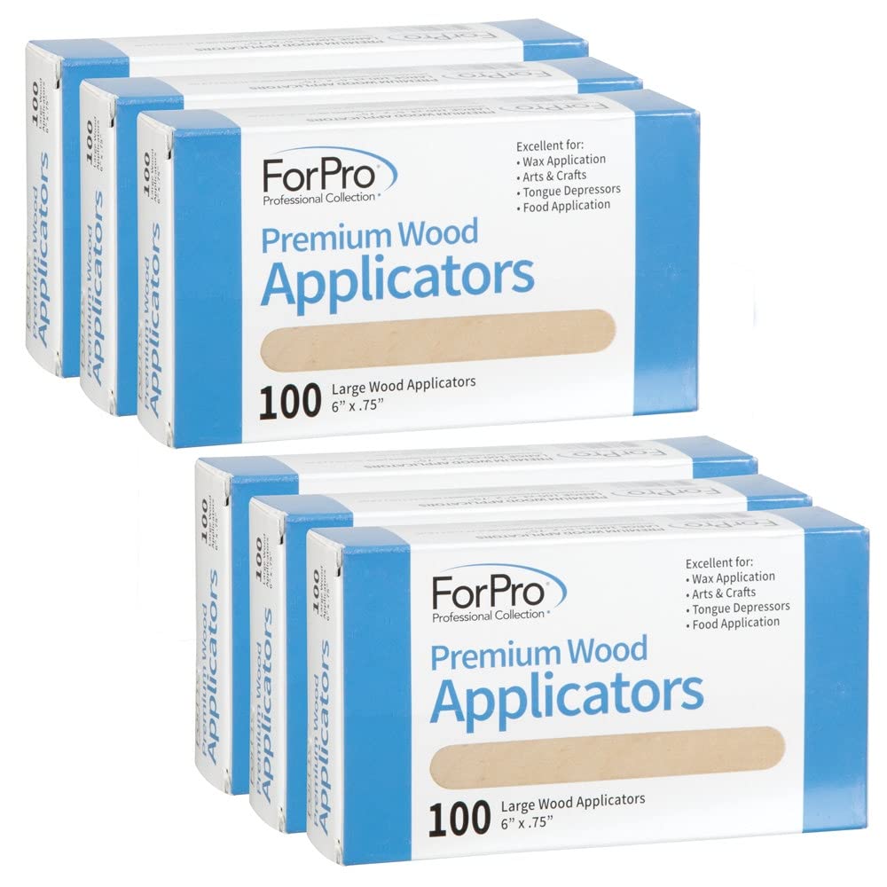 ForPro Professional Collection Premium Wood Applicators, Non-Sterile, Hair Removal Waxing Sticks, Large, 6” L x .75” W, 100-Count (Pack of 6) Beauty and Personal Care ForPro Professional Collection Default Title