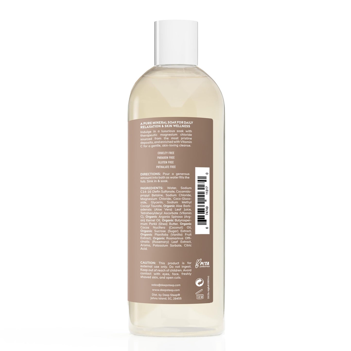 Deep Steep Magnesium Bubble Bath, 15.6 oz - Foaming Soak with Magnesium, Coconut Oil, Aloe, Vitamin C, Shea Butter & Argan Oil - Vegan, Clean Beauty Beauty and Personal Care Deep Steep