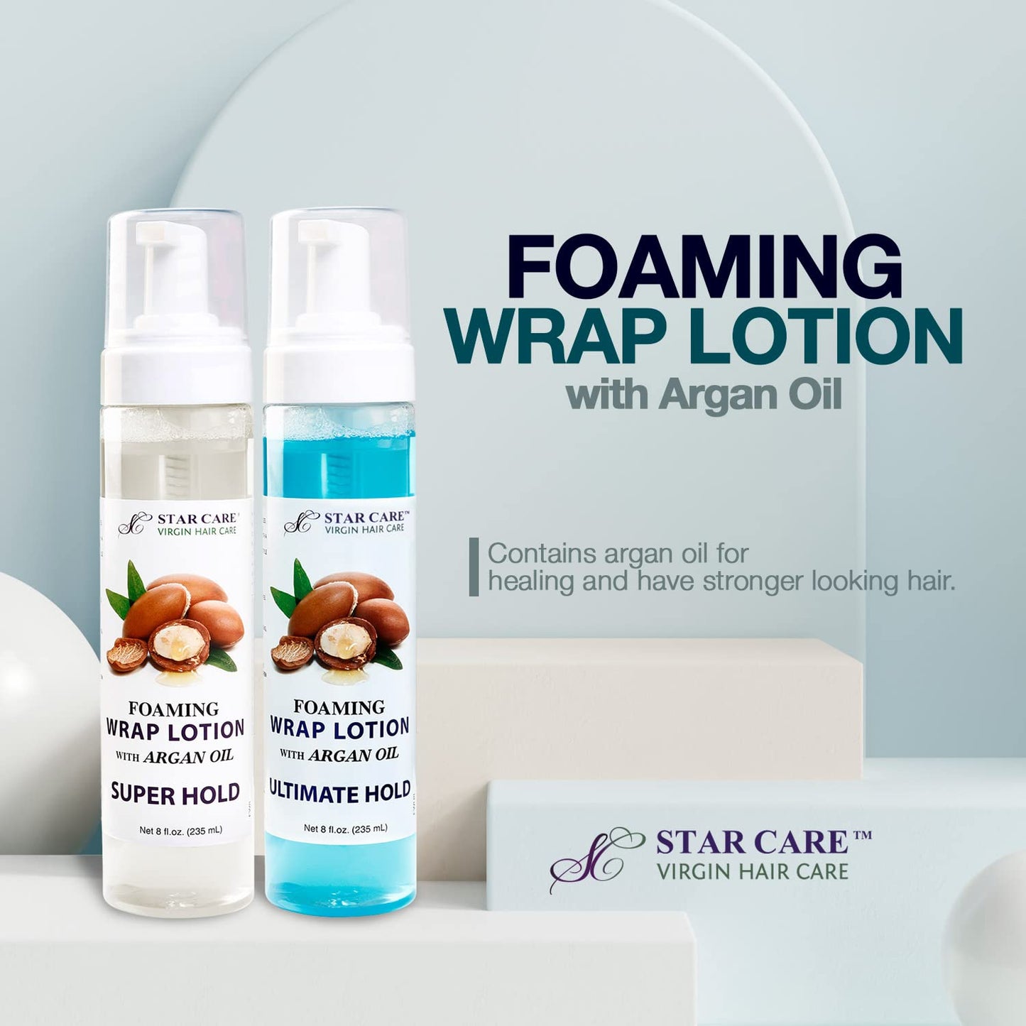 STAR CARE Foaming Wrap Lotion with Argan Oil Moisturizing Styling Foam for Long-Lasting Control, Volume & Shine for Natural Hair Lightweight Beauty & Personal Care STAR CARE
