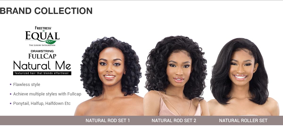 FreeTress Equal Full Cap Drawstring Natural Me Natural Roller Set (DARK BROWN 2)