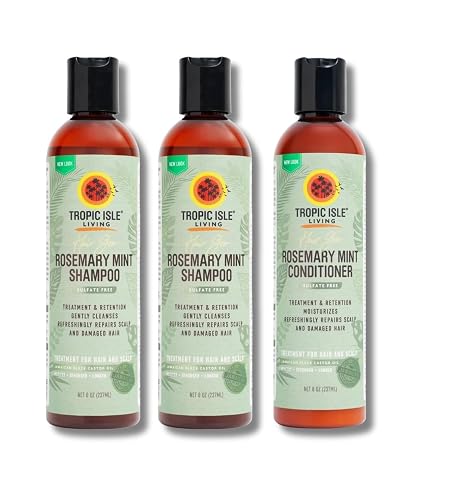 Tropic Isle Living 2x Hair Gro Rosemary Mint Shampoo 8oz and Conditioner 8 oz Gently Cleanses, Repairs & Nourishes with Mint, Aloe Vera & Shea Oil Beauty & Personal Care Tropic Isle Living