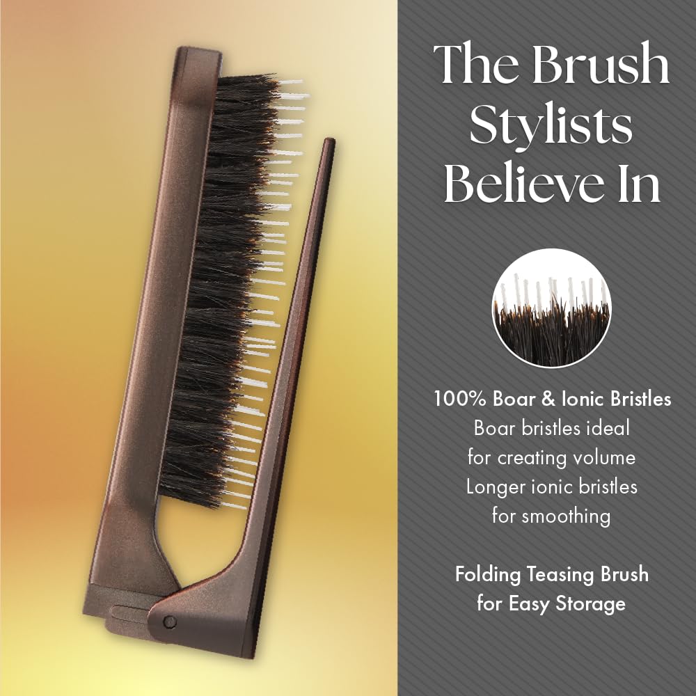 Olivia Garden Style-Up Teasing Foldable Hair Brush - 100% boar & ionic bristles STU-CO (Combo)… Beauty & Personal Care Olivia Garden
